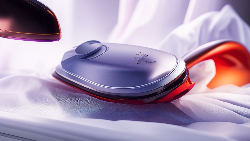 Gőzölős vasaló működés közben gőz áramlik ki a talp lyukaiból gyűrött szövet fölött